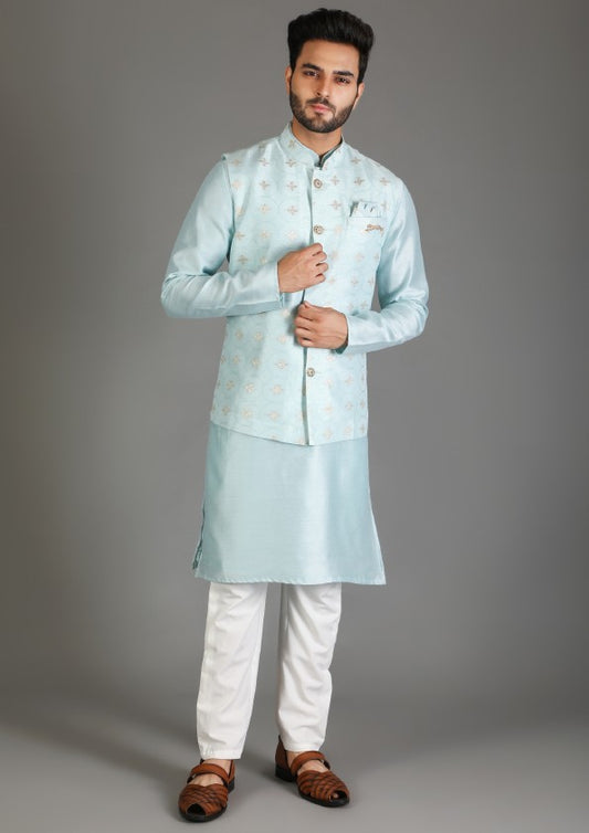 Sky - Blue Koti Kurta Set