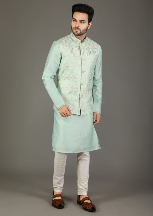 Rama Satin Koti-Kurta Set