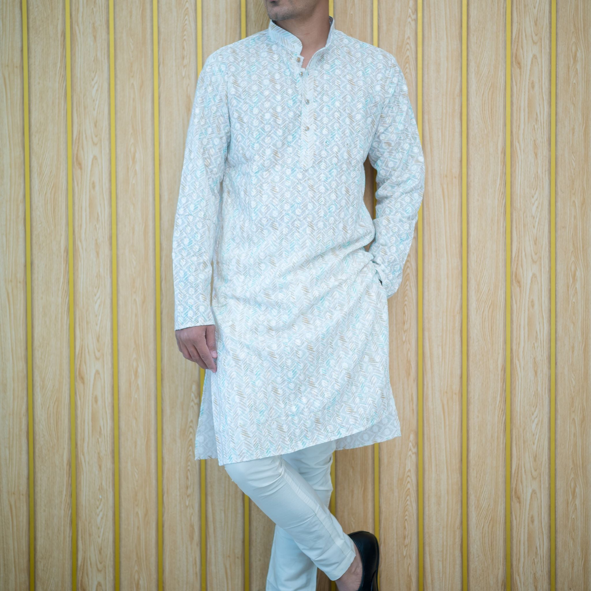 Skyblue Lucknowi Kurta