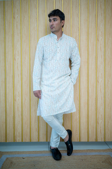 Skyblue Lucknowi Kurta