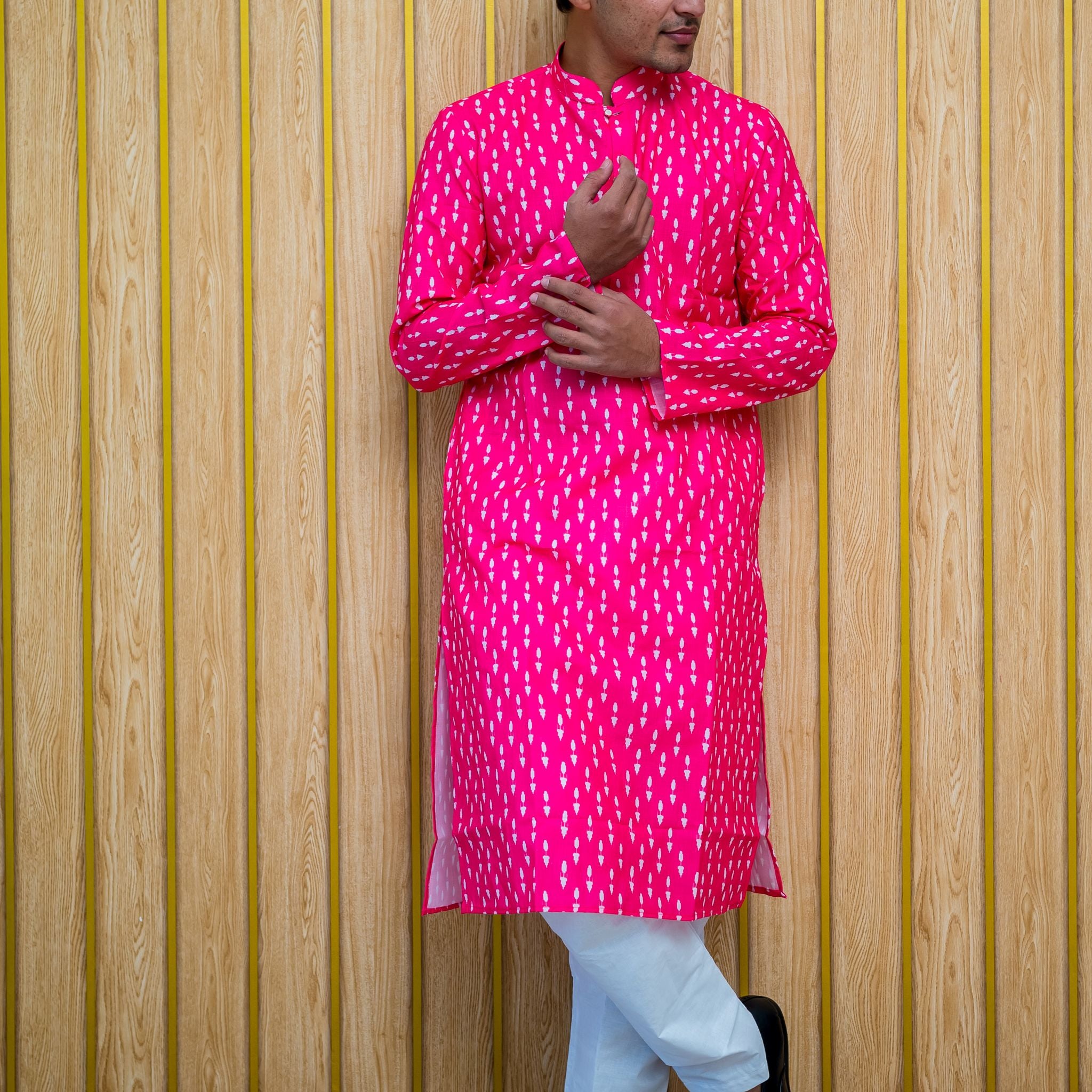 Pink Square Design Cottan Kurta