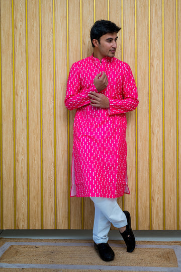 Pink Square Design Cottan Kurta