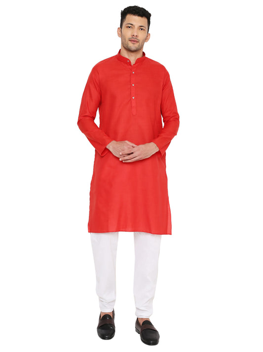 Red Plain Kurta Set (1114)