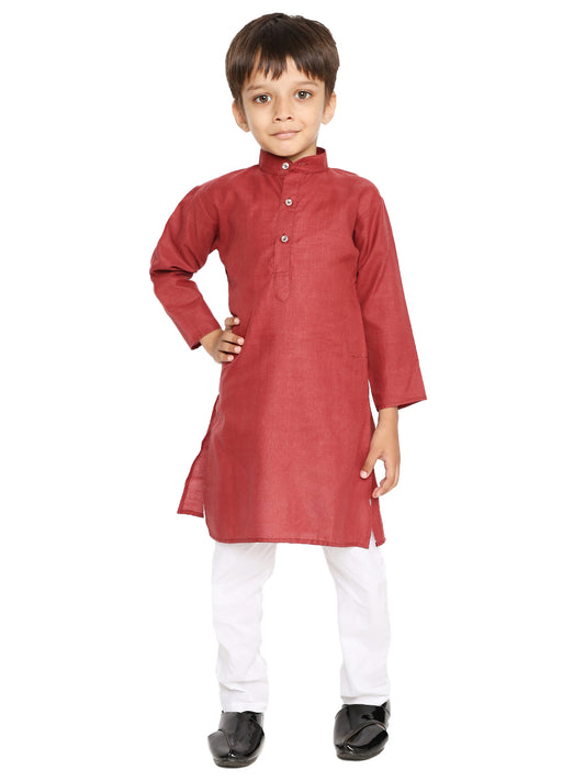 Maroon Plain Kid's Kurta Set (2128)