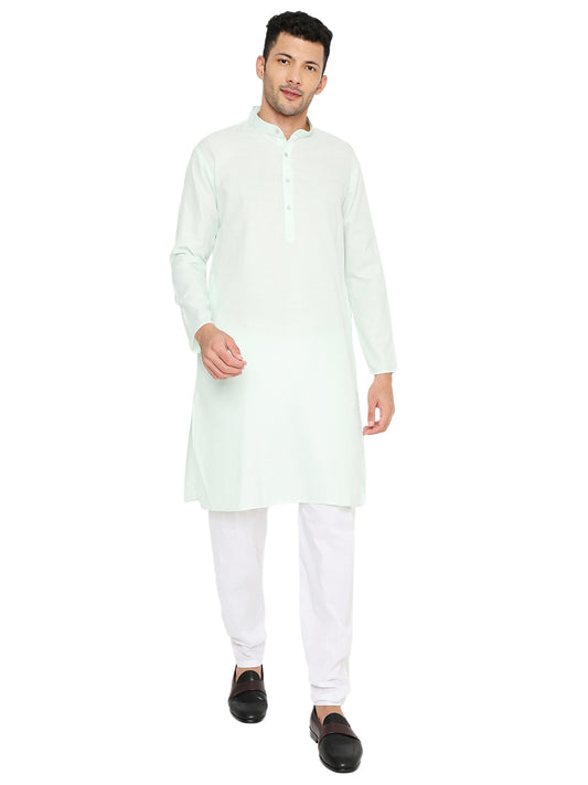 Light Pista Plain Kurta Set (1108)